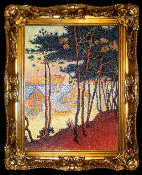 framed  saint tropez sails and pines, ta009-2